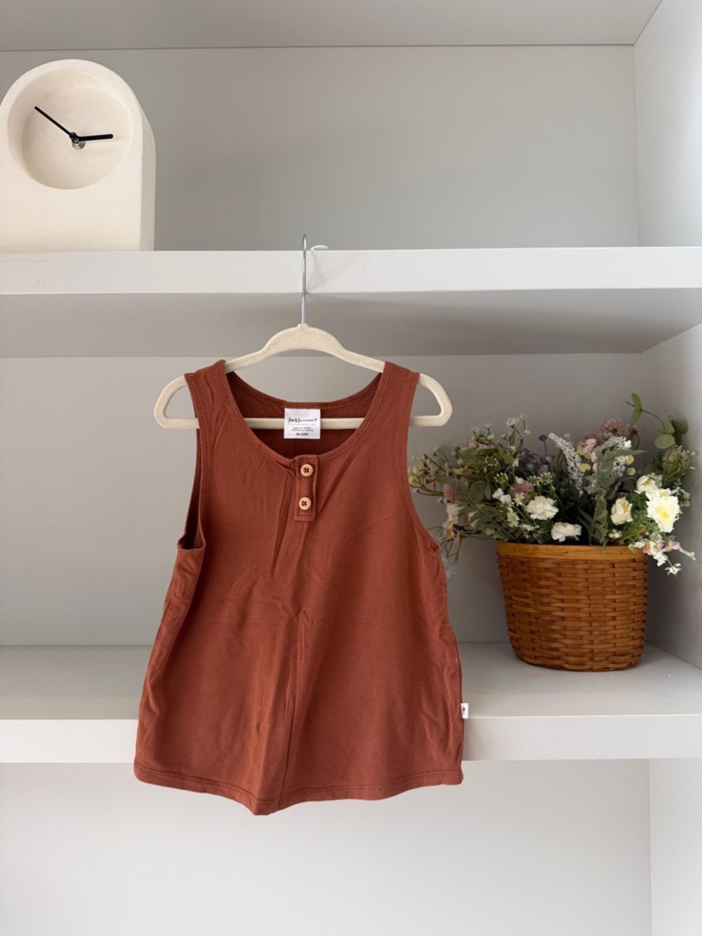 Jax + Lennon Bamboo Kids Button-Front Tank Top in Rust by Andersson Bell